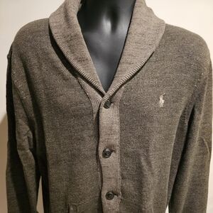 Men's Large Shawl Collar Sweater - Green